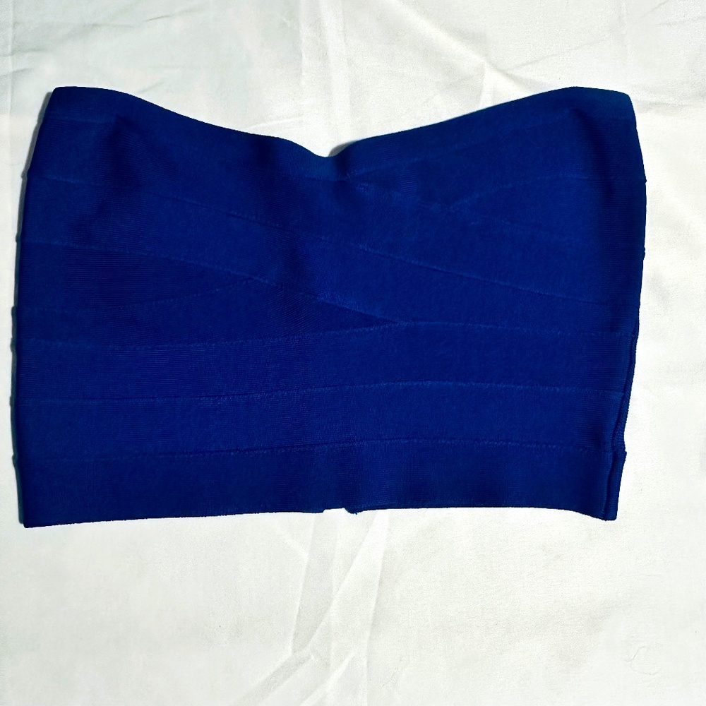 BEBE Bandage Bandeau Blue Strapless Top